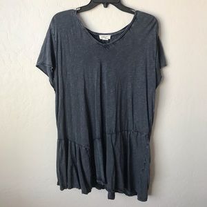 Fun Asymmetrical Peplum Short Sleeve Navy Top